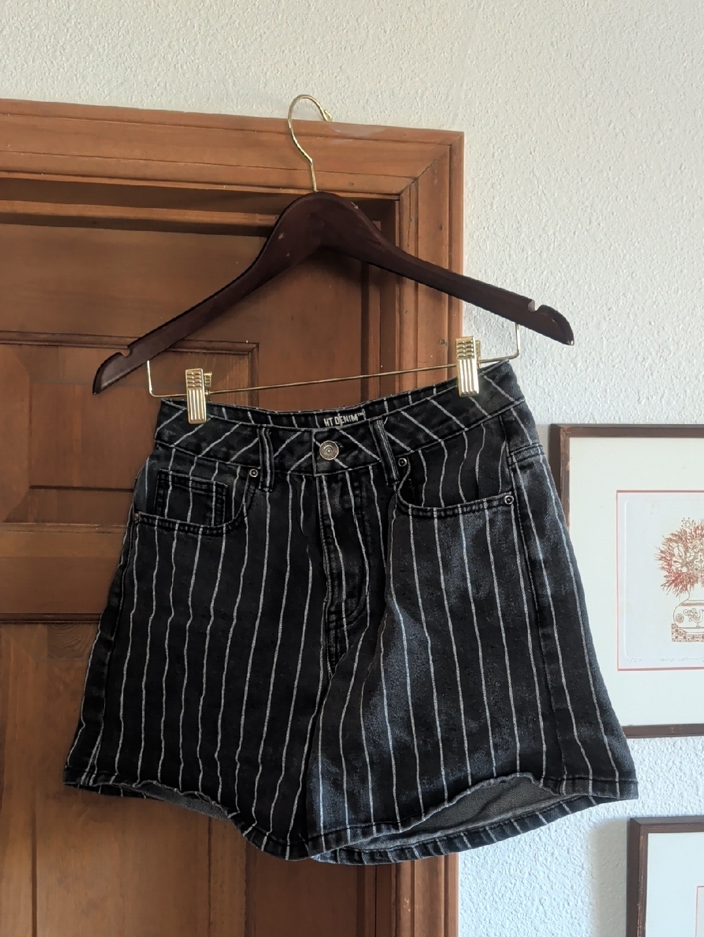 Hot Topic Black Pinstripe High Waist Shorts